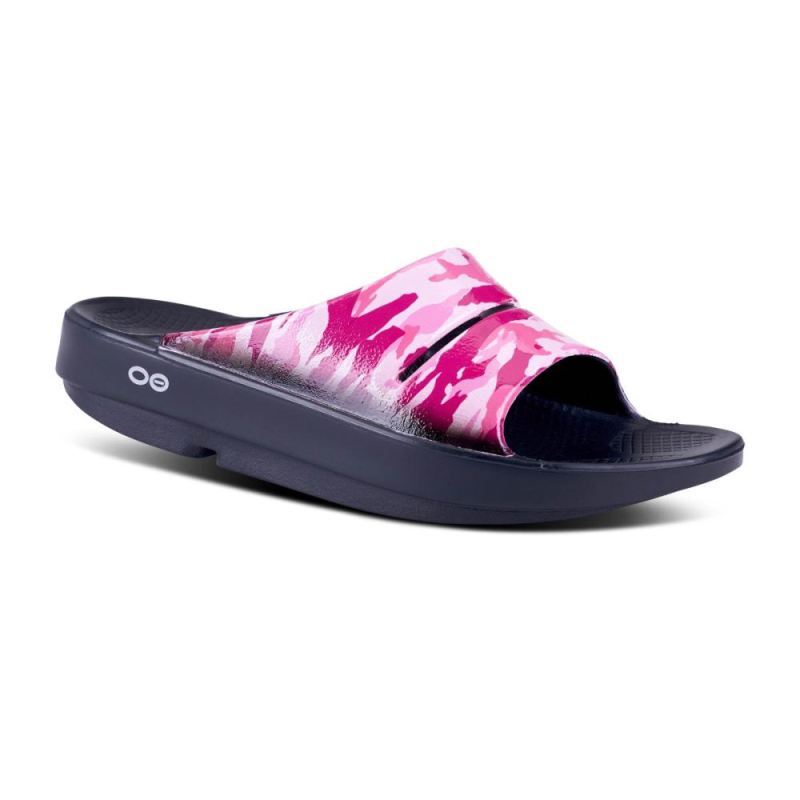 Oofos Women's OOahh Luxe Slide Sandal - Project Pink Camo
