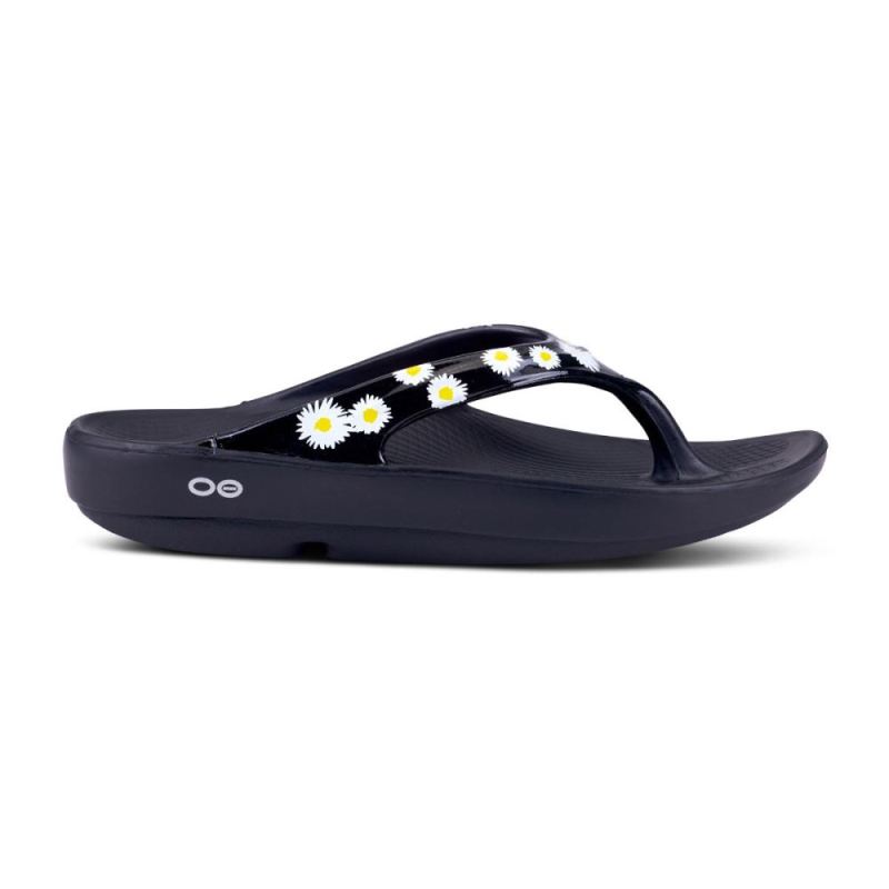 Oofos Women's OOlala Limited Sandal - Black Daisy