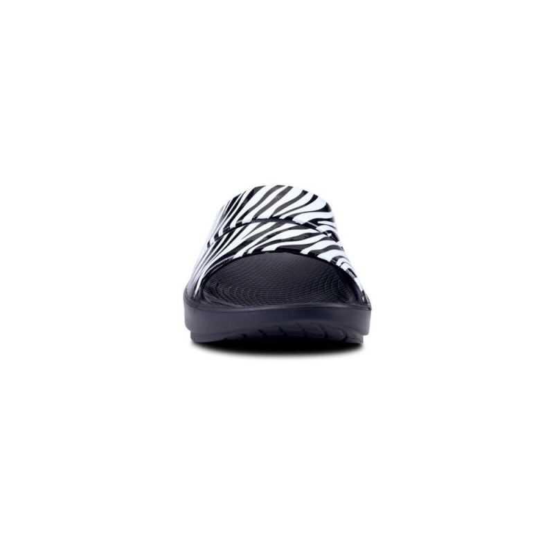 Oofos Women's OOahh Luxe Slide Sandal - Zebra