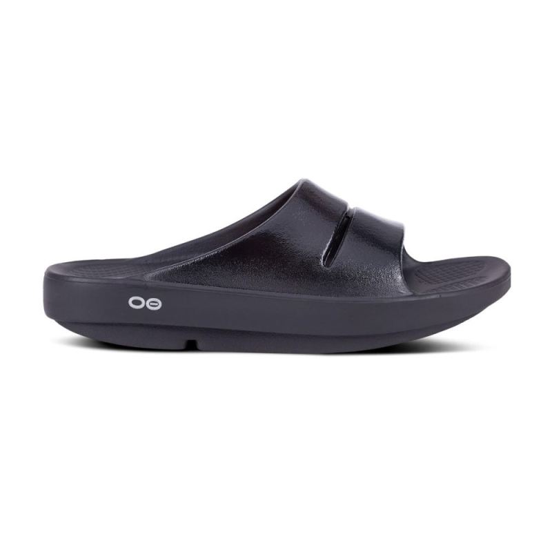 Oofos Women's OOahh Luxe Slide Sandal - Black