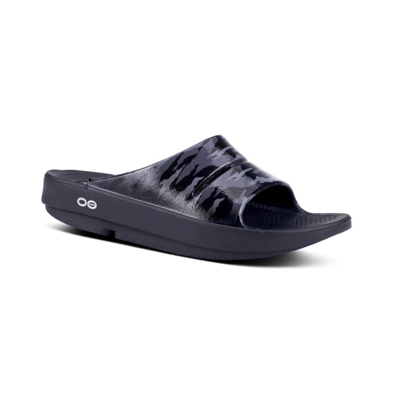 Oofos Women's OOahh Luxe Slide Sandal - Black Camo