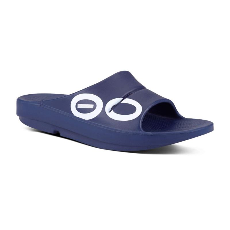 Oofos Women's OOahh Sport Slide Sandal - Navy White